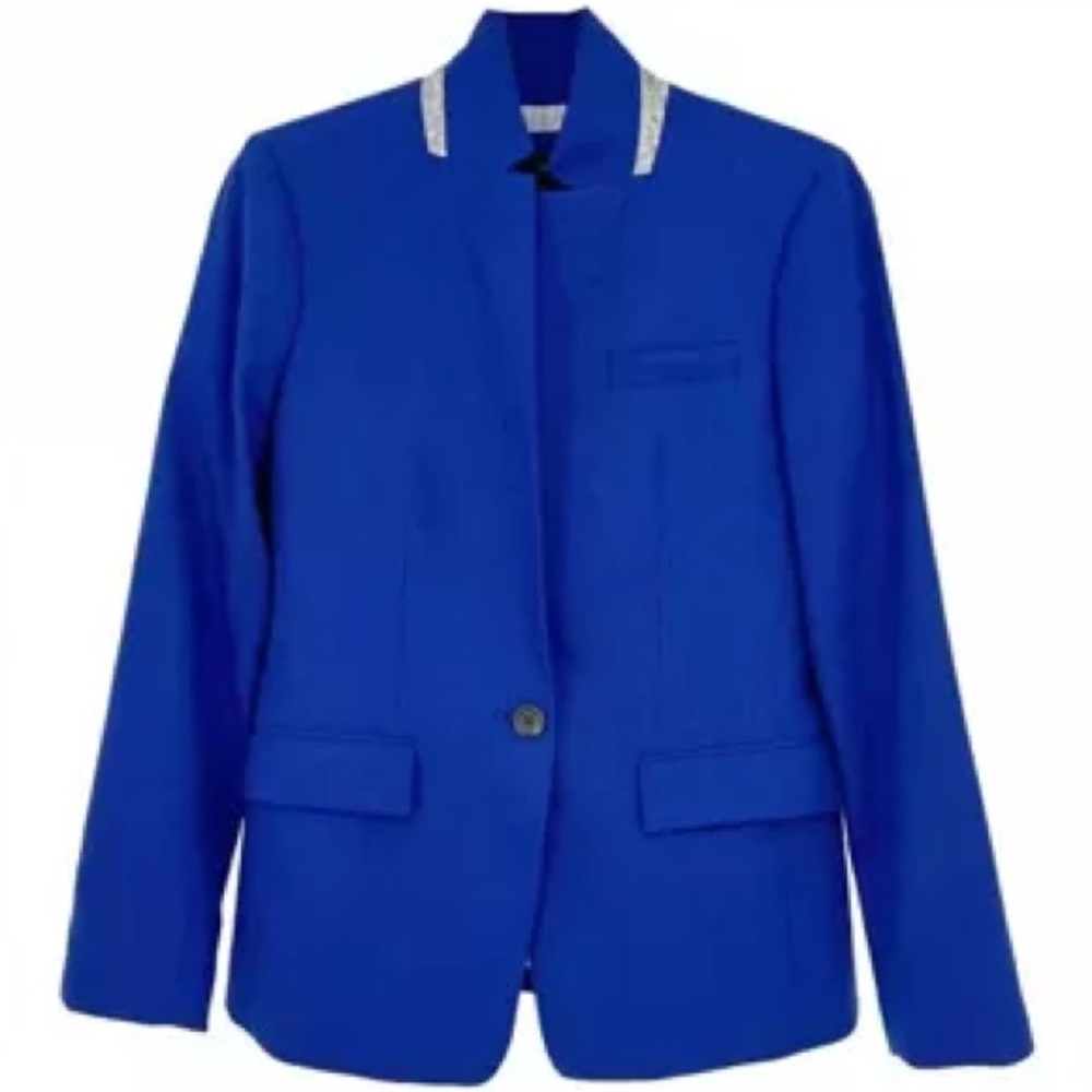 J. Crew Regent Stretch Wool Royal Blue One Button Lined Blazer Jacket 16 Tall